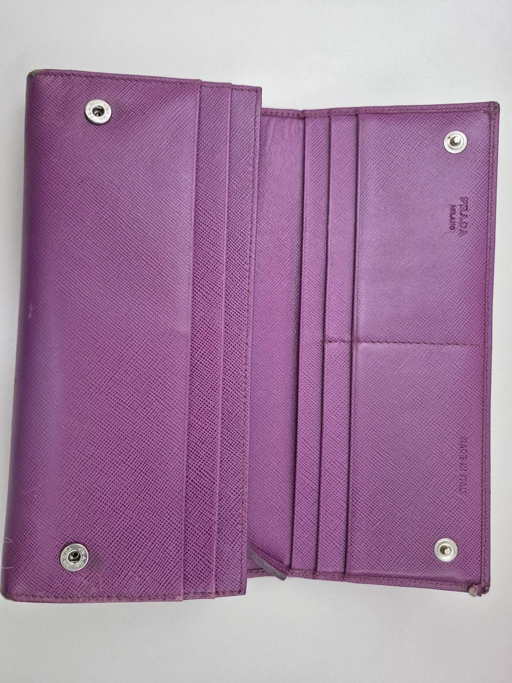 Prada Purple Saffiano Leather Wallet - Women's Long Clutch